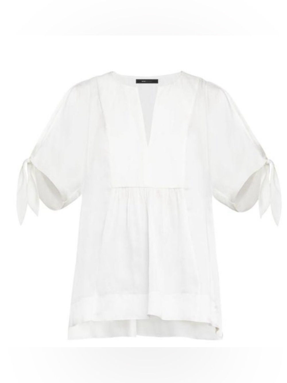 BCBGMaxazria Katelin White Silky Boho Top